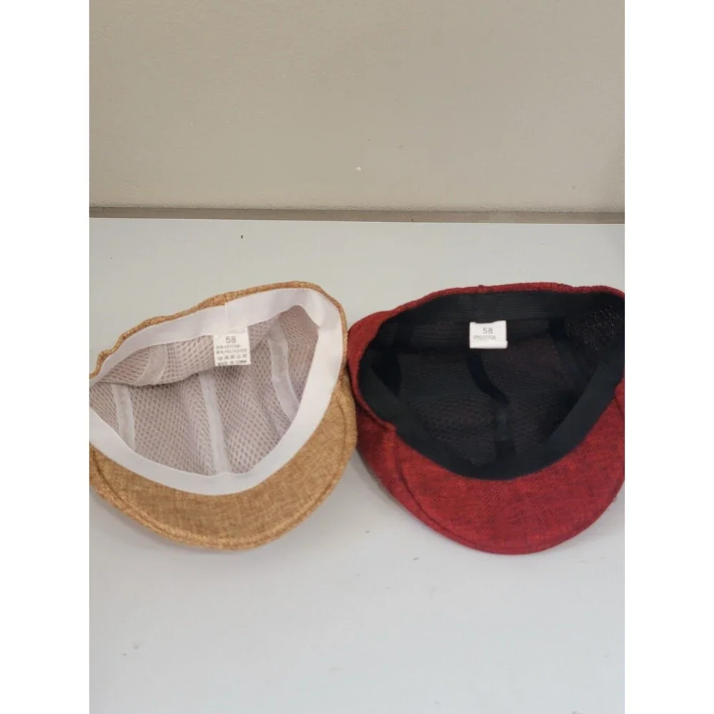 Textured Flat Cap Breathable Cotton Blend Newsboy Ivy Hat - One Size New